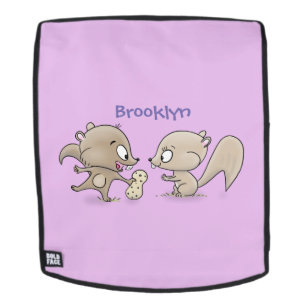 Cute funny squirrels cartoon illustration backpack