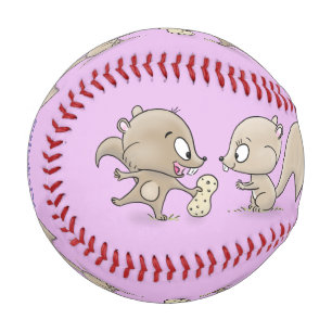 Cute funny squirrels cartoon illustration baseball
