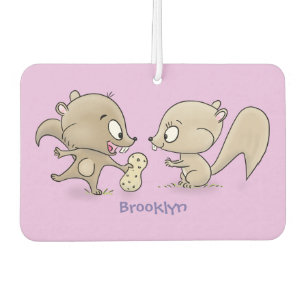 Cute funny squirrels cartoon illustration car air freshener