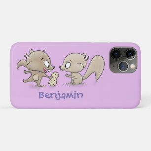 Cute funny squirrels cartoon illustration  iPhone 11 pro case