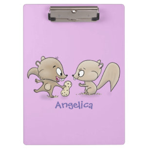 Cute funny squirrels cartoon illustration clipboard