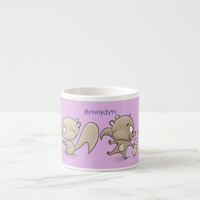 Cute funny squirrels cartoon illustration espresso cup (Front)