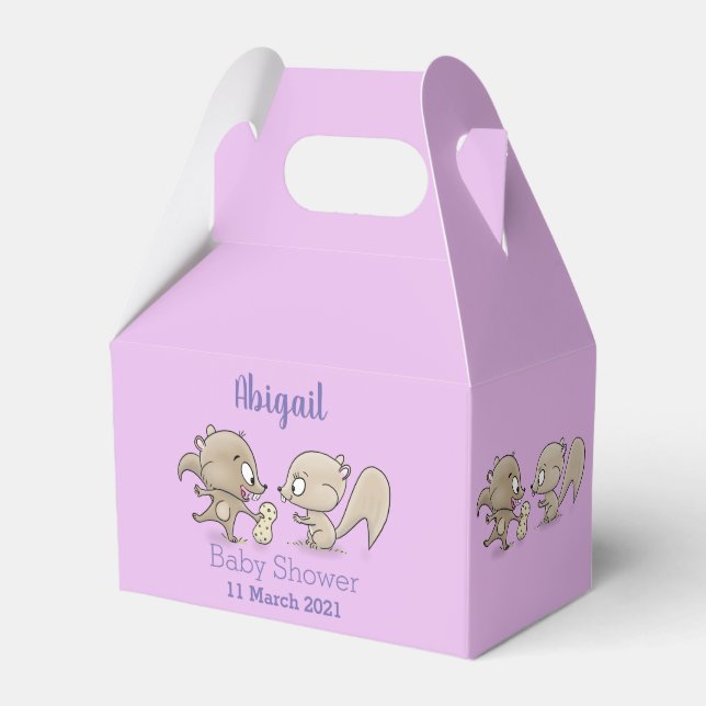 Cute funny squirrels cartoon illustration favour box (Front Side)