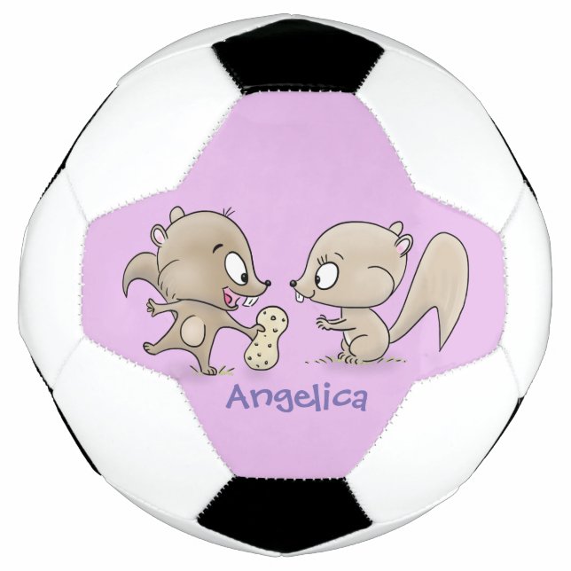 Cute funny squirrels cartoon illustration football (Front)