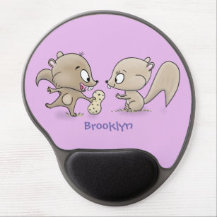 Cute funny squirrels cartoon illustration gel mouse mat