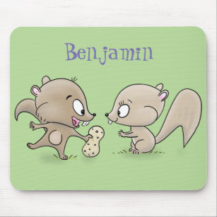 Cute funny squirrels cartoon illustration mouse mat
