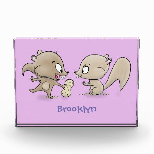 Cute funny squirrels cartoon illustration photo block