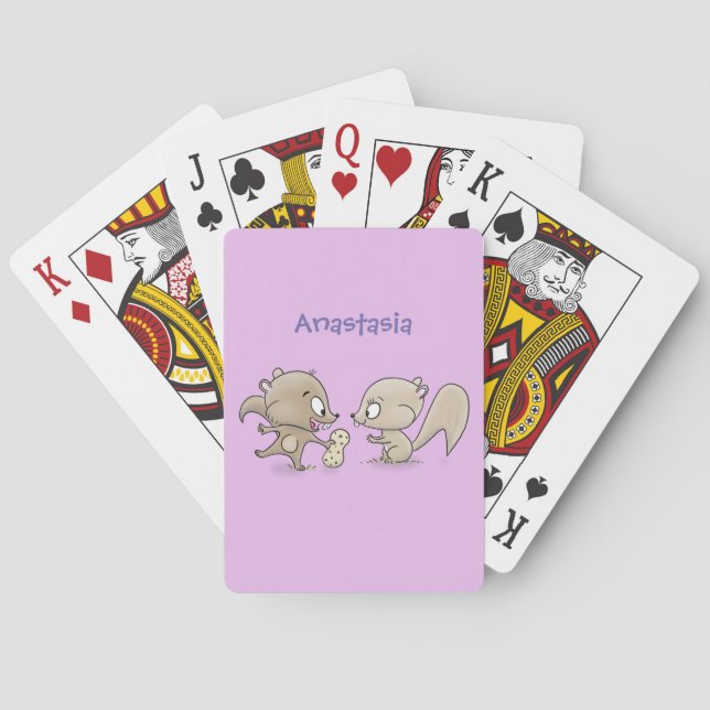Cute funny squirrels cartoon illustration playing cards (Back)