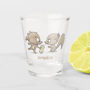 Cute funny squirrels cartoon illustration shot glass