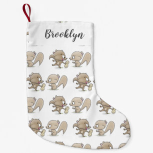Cute funny squirrels cartoon illustration small christmas stocking