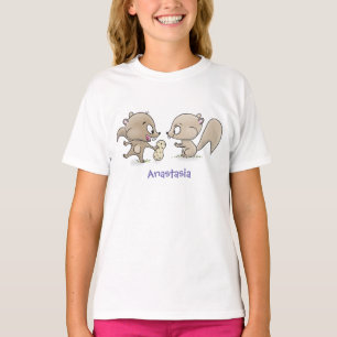 Cute funny squirrels cartoon illustration T-Shirt