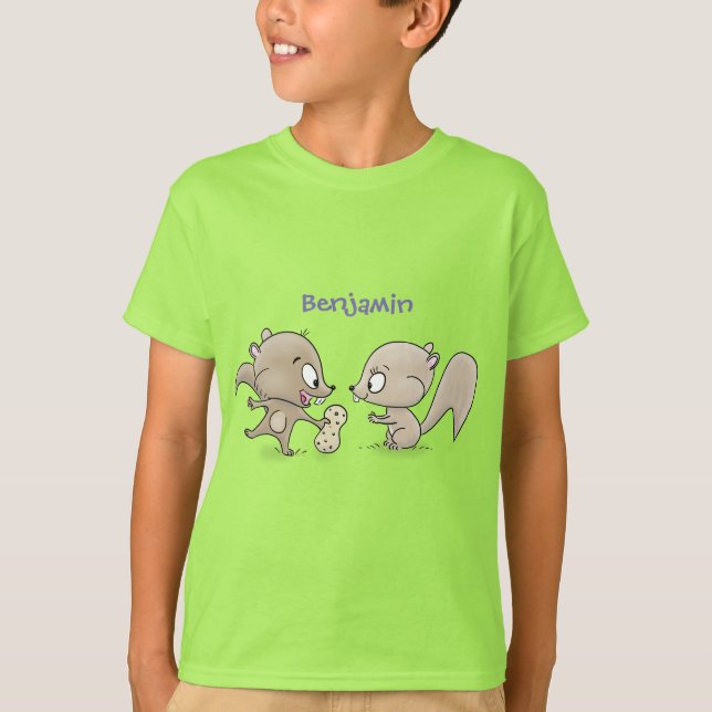 Cute funny squirrels cartoon illustration T-Shirt (Front)