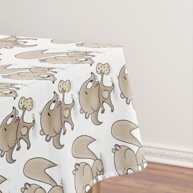 Cute funny squirrels cartoon illustration tablecloth (In Situ)