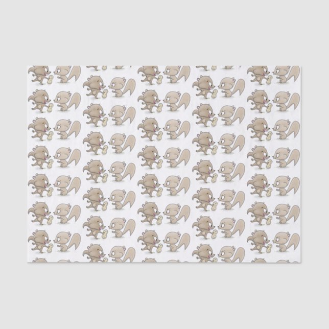 Cute funny squirrels cartoon illustration tissue paper (Front)
