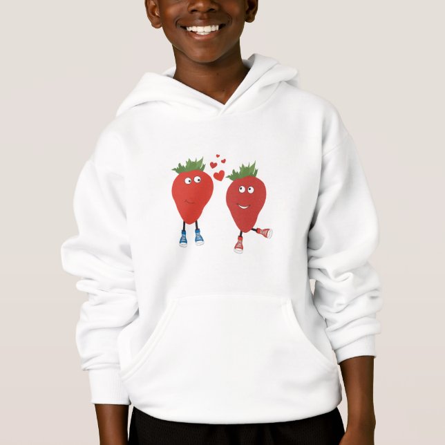 Cute Funny Strawberries In Love (Front)