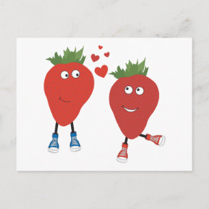 Cute Funny Strawberries In Love Postcard