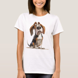 Cute Funny Stylish Cartoon Caricature Of A Basset  T-Shirt