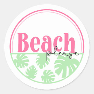 Cute funny summer beach please tropical trees classic round sticker