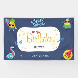 Cute Funny Summer Fruit Birthday Party Sign Banner