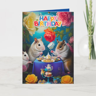 Cute Funny Syrian Hamsters Birthday Card