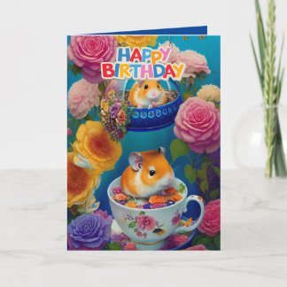 Cute Funny Syrian Hamsters Birthday Card