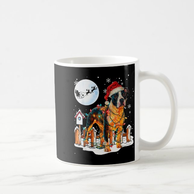Cute Funny Tbull Christmas Lights Santa Hat Holida Coffee Mug (Right)