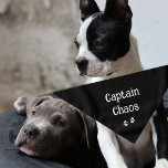 Cute Funny Text Paw Prints Black White Reversible Bandana<br><div class="desc">Cute,  funny,  pet nickname...  for your Captain Chaos! You can customise the text and/or pet name,  by editing font style,  size,  or colour. Great gift for any pet lover. 2 sizes available!</div>