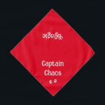 Cute Funny Text Paw Prints Red Pet Bandanna<br><div class="desc">Cute,  funny,  pet nickname...  for your Captain Chaos! You can customise the text and/or pet name,  by editing font style,  size,  or colour. Great gift for any pet lover. 2 sizes available!</div>