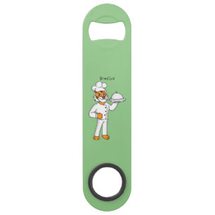 Cute funny tiger chef cartoon illustration