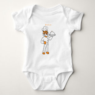 Cute funny tiger chef cartoon illustration baby bodysuit