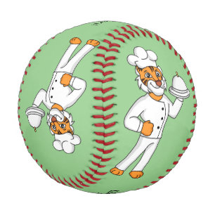 Cute funny tiger chef cartoon illustration baseball