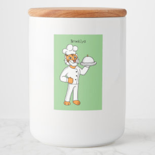Cute funny tiger chef cartoon illustration food label