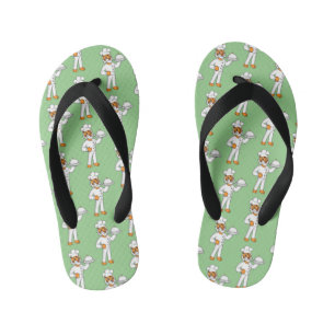 Cute funny tiger chef cartoon illustration kid's flip flops
