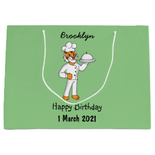 Cute funny tiger chef cartoon illustration large gift bag