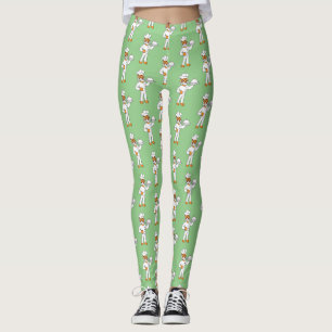 Cute funny tiger chef cartoon illustration leggings