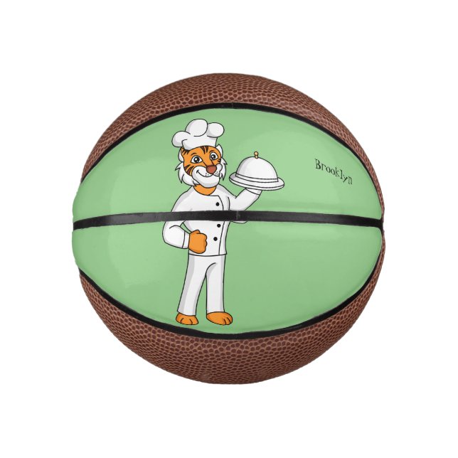 Cute funny tiger chef cartoon illustration mini basketball (Front)