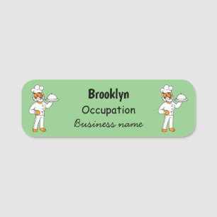 Cute funny tiger chef cartoon illustration name tag