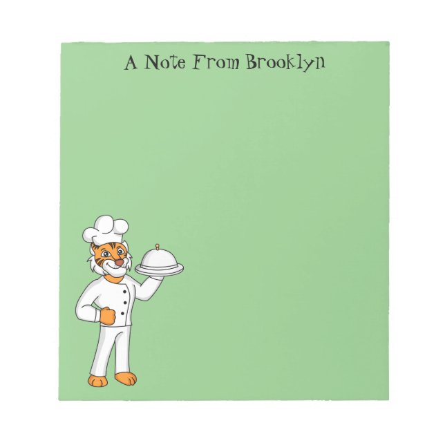 Cute funny tiger chef cartoon illustration notepad (Front)