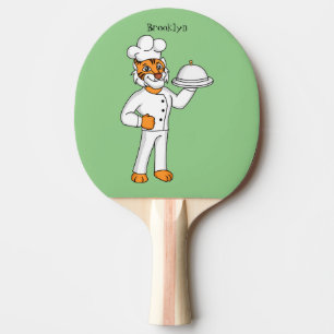 Cute funny tiger chef cartoon illustration ping pong paddle