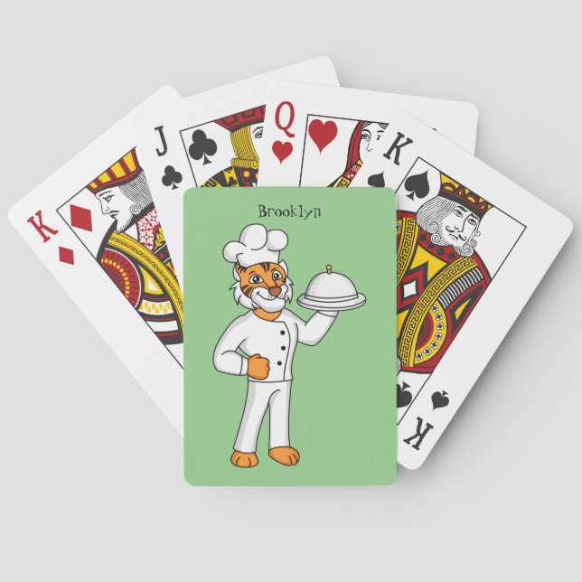 Cute funny tiger chef cartoon illustration  playing cards (Back)
