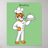 Cute funny tiger chef cartoon illustration