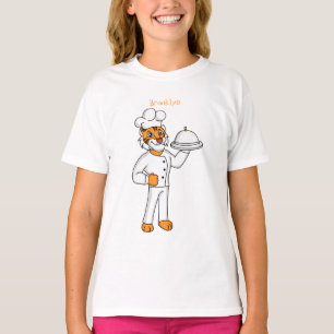 Cute funny tiger chef cartoon illustration T-Shirt