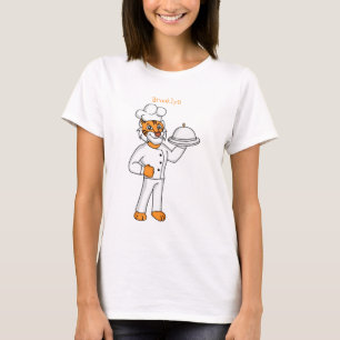 Cute funny tiger chef cartoon illustration T-Shirt