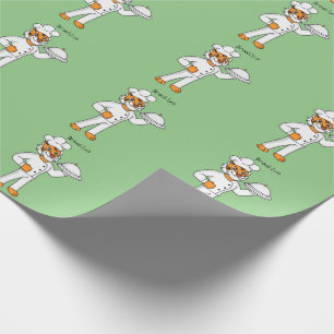 Cute funny tiger chef cartoon illustration wrapping paper