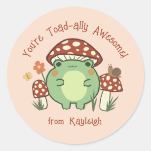 Cute Funny Toad-ally Awesome Classroom Valentine Classic Round Sticker