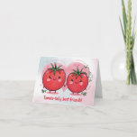 Cute Funny Tomato Pun Best Friend Happy Birthday Card<br><div class="desc">Celebrate your best friend's birthday with this adorable and funny tomato-themed card! Featuring two cute tomatoes with smiling faces and the playful pun "I love you from my head tomatoes, " this card is sure to bring a smile to your friend's face. The vibrant, whimsical design and cheerful colours make...</div>