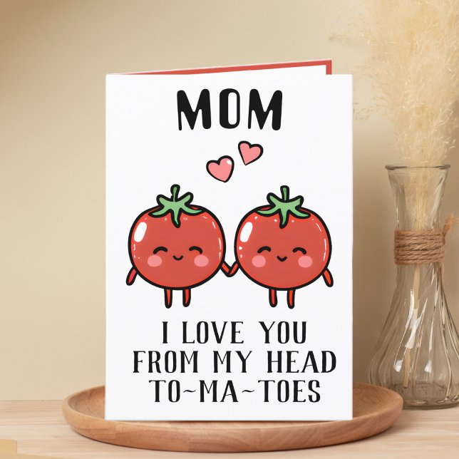 Cute Funny Tomato Pun Mum Happy Birthday Thank You Card (funny tomato birthday card for mom)