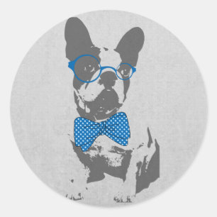 Cute funny trendy vintage animal French bulldog Classic Round Sticker
