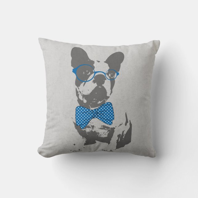 Cute funny trendy vintage animal French bulldog Cushion (Front)