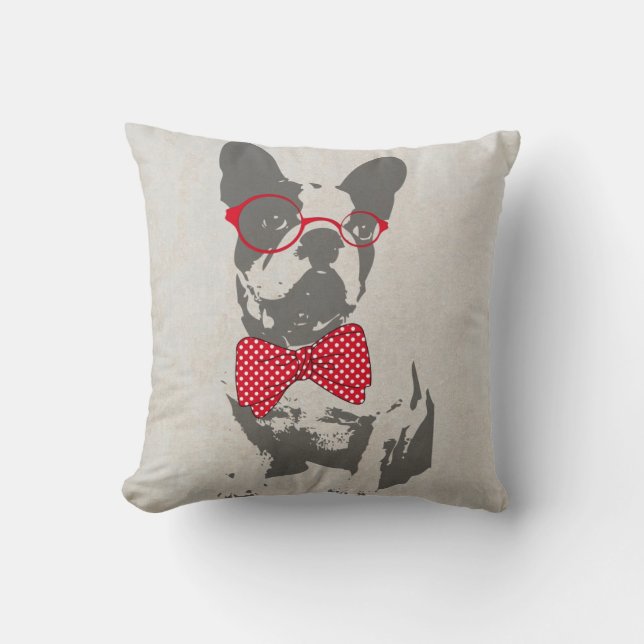Cute funny trendy vintage animal French bulldog Cushion (Front)